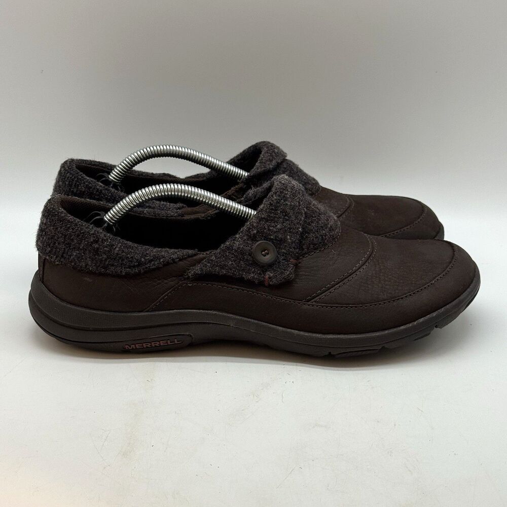 Merrell Dassie Fold Hiking Moc Womens 9.5 Bracken Brown Slip On Knit Cuff Loafer